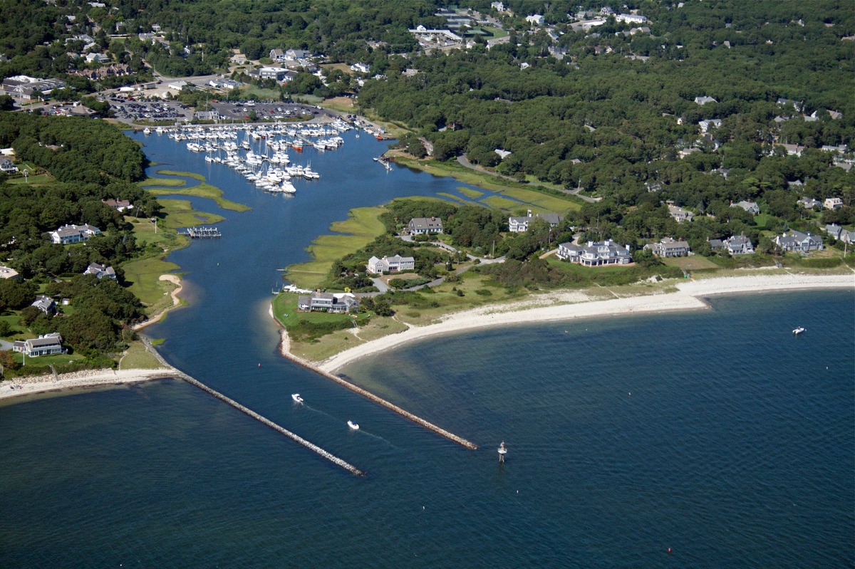 Saquatucket Harbor in Harwich Port from the air