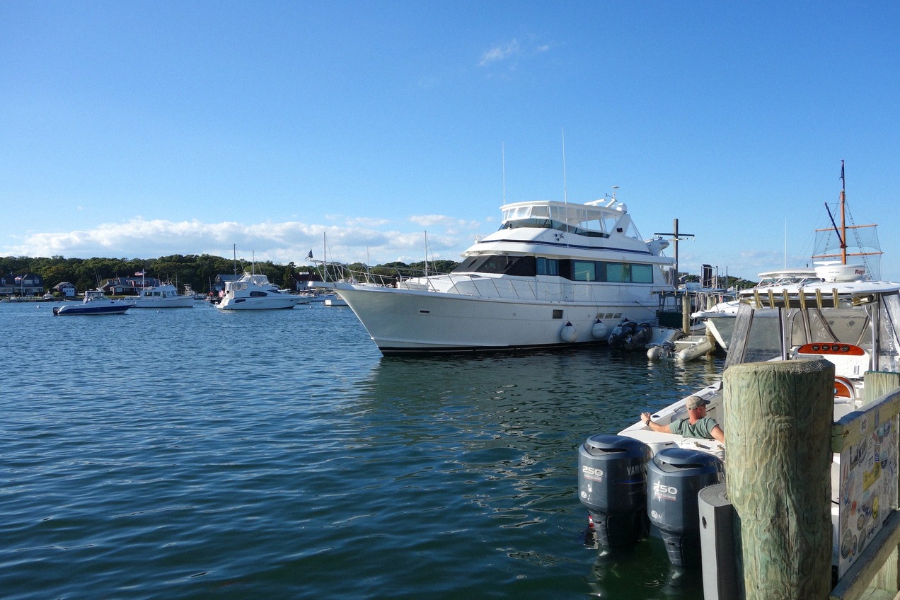 Oak Bluffs harbour on Martha's Vineyard with the ferry pier