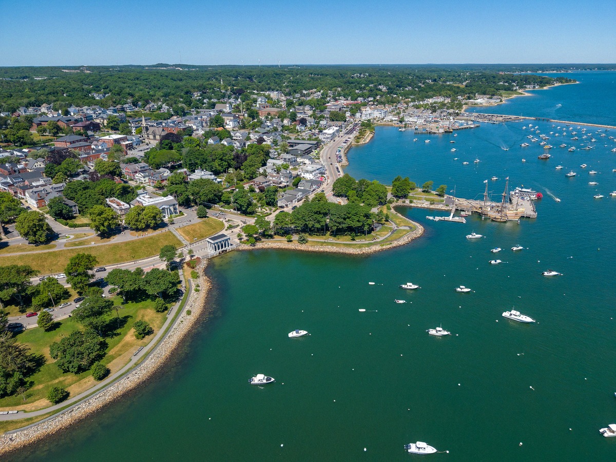 Plymouth waterfront and harbour from the air